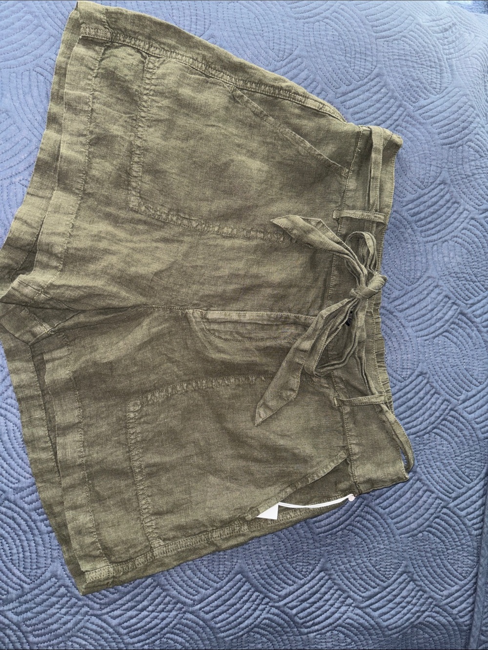 Lou & Grey for Loft Women’s  Olive Tie-Waist Linen Blend Shorts Sz M